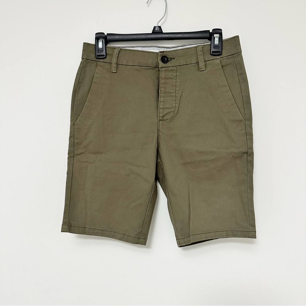 Topman Stretch Skinny Men's Olive Green Chino Shorts 28" Waist Preppy Academia